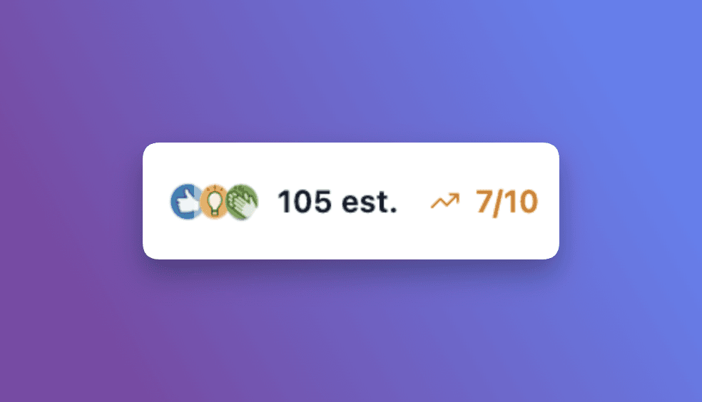 Resonate engagement prediction badge - 105 estimated reactions and a 7/10 predicted score
